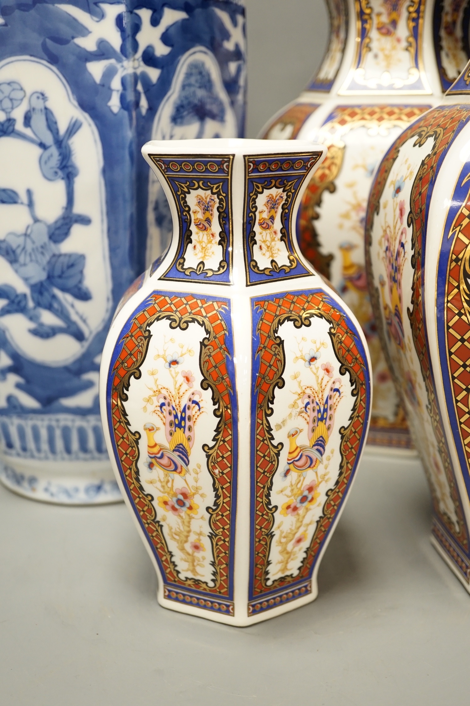 Four 20th century Chinese porcelain vases. tallest 46cm